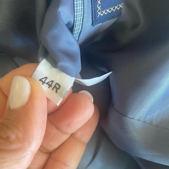 Hart Schaffer and Marx Sports Coat Vintage Look Wool Blend Blue Windowpane 44R - Picture 8 of 9